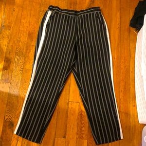 ASOS pinstripe pants with white stripe down side
